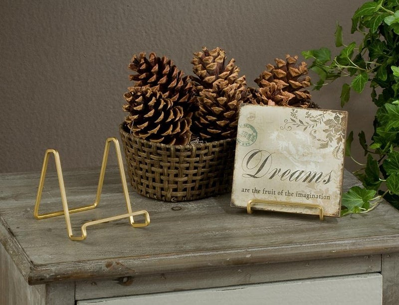 Tripar 3-Inch Gold Painted Square Book Holder/Stand, Wire Mini Easel, Small Photo Stands for Table, Display for Picture Frames, Plaques, & Plates - Image 3